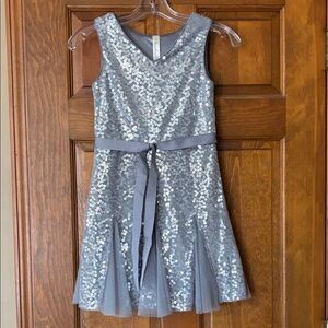 Cherokee Shimmering Silver Sequin Dress